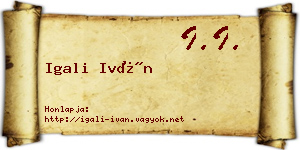 Igali Iván névjegykártya
